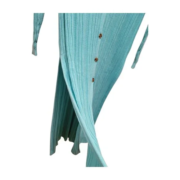 Free People Skinny Mini Duster Cardigan Oversized XS to M Aqua Blue - Picture 5 of 8